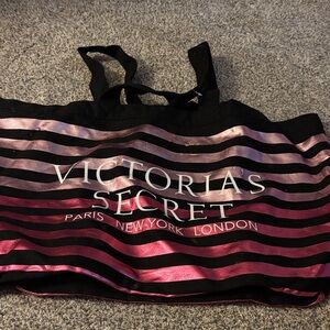 Victoria's Secret Pink and Black Striped Tote